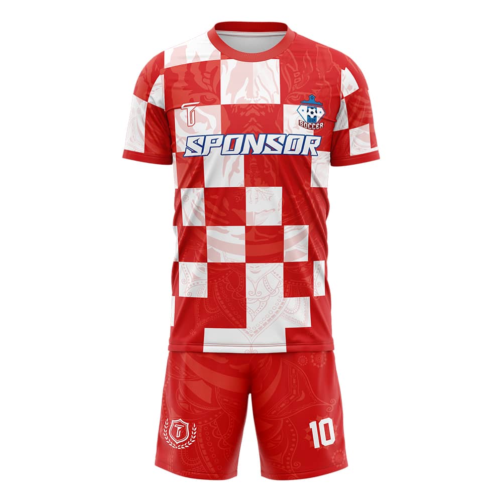 Checkerboard Tiger Custom Team Soccer Jersey Uniform Set