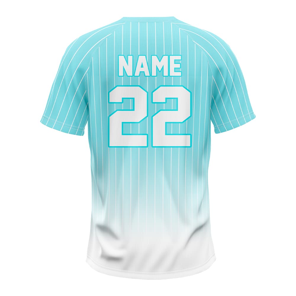 Teal Gradient Pinstripe Custom Two-Button Baseball Jersey