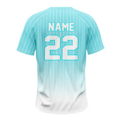 Teal Gradient Pinstripe Custom Two-Button Baseball Jersey