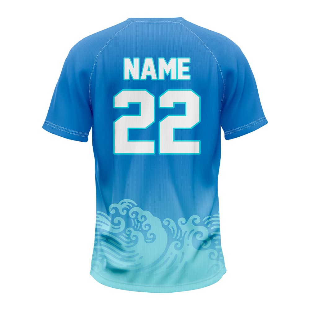 Blue Waves Custom Two-Button Baseball Jersey