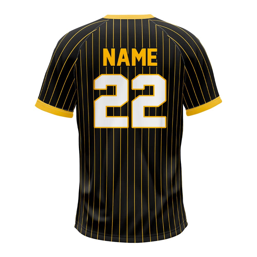 Black Pinstripe Custom Two-Button Baseball Jersey