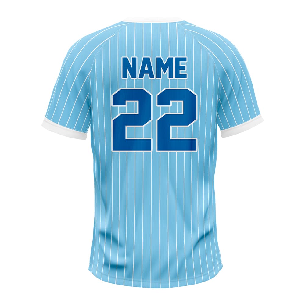 Blue Pinstripe Custom Two-Button Baseball Jersey