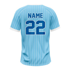 Blue Pinstripe Custom Two-Button Baseball Jersey