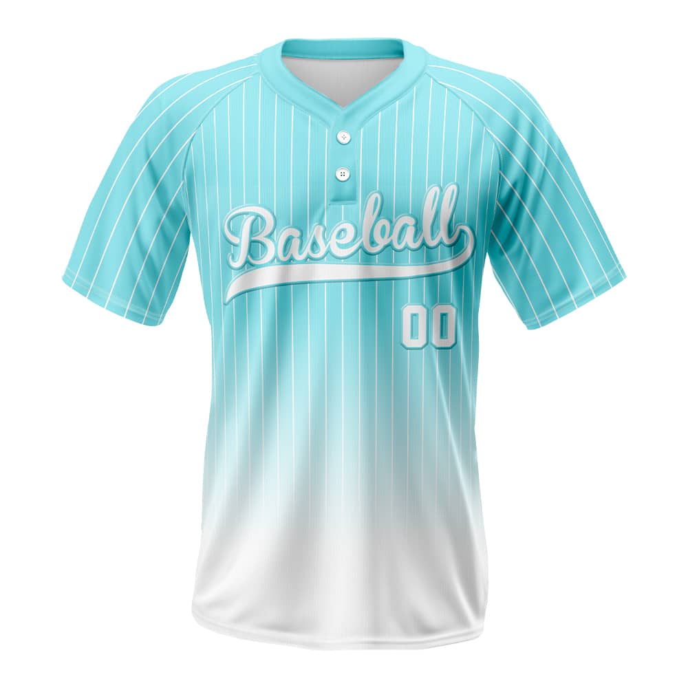 Teal Gradient Pinstripe Custom Two-Button Baseball Jersey