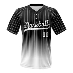 Black Gradient Pinstripe Custom Two-Button Baseball Jersey