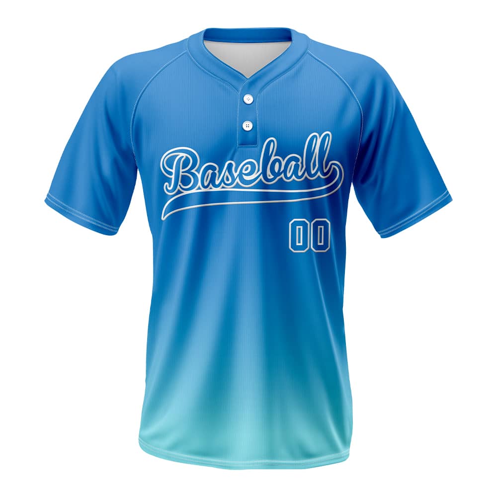 Blue Waves Custom Two-Button Baseball Jersey