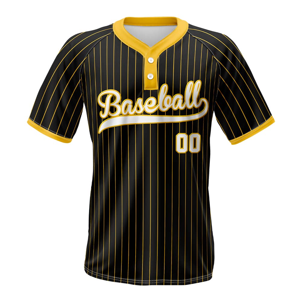 Black Pinstripe Custom Two-Button Baseball Jersey