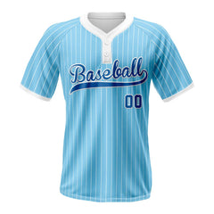 Blue Pinstripe Custom Two-Button Baseball Jersey