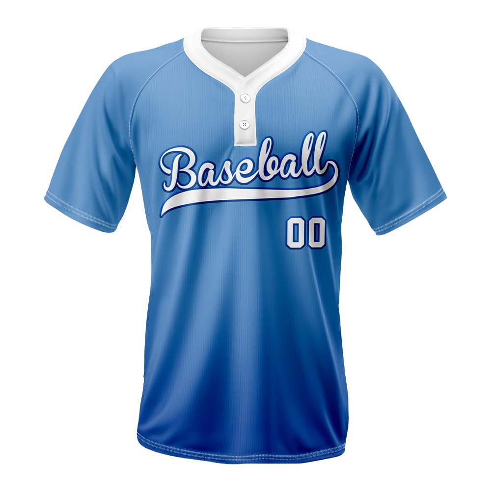 Cobalt Blue Custom Two-Button Baseball Jersey