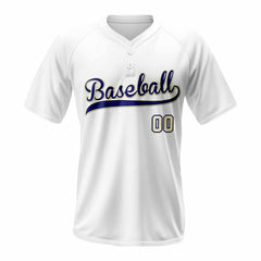 Blue Gold Custom Two-Button Baseball Jersey