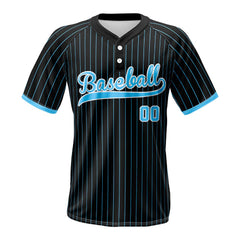 Blue Pinstripe Retro Custom Two-Button Baseball Jersey