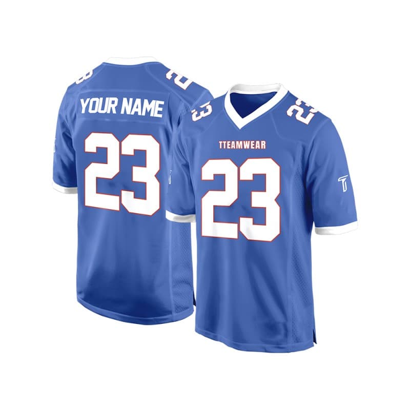 Custom Cerulean-White Authentic Football Jersey