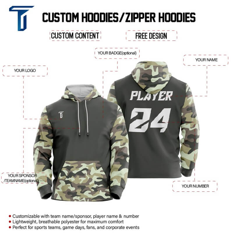 Custom Camo Loose-Fit Pullover Hoodie Sweatshirt