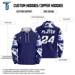 Custom Waves Loose Fit Zipper Cardigan Hoodie Sweatshirt