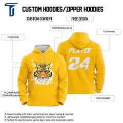 Custom Tiger Loose-Fit Pullover Hoodie Sweatshirt