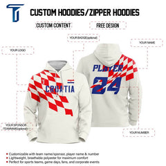 Custom Croatia Loose-Fit Pullover Hoodie Sweatshirt