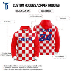Custom Checkerboard Loose Fit Zipper Cardigan Hoodie Sweatshirt