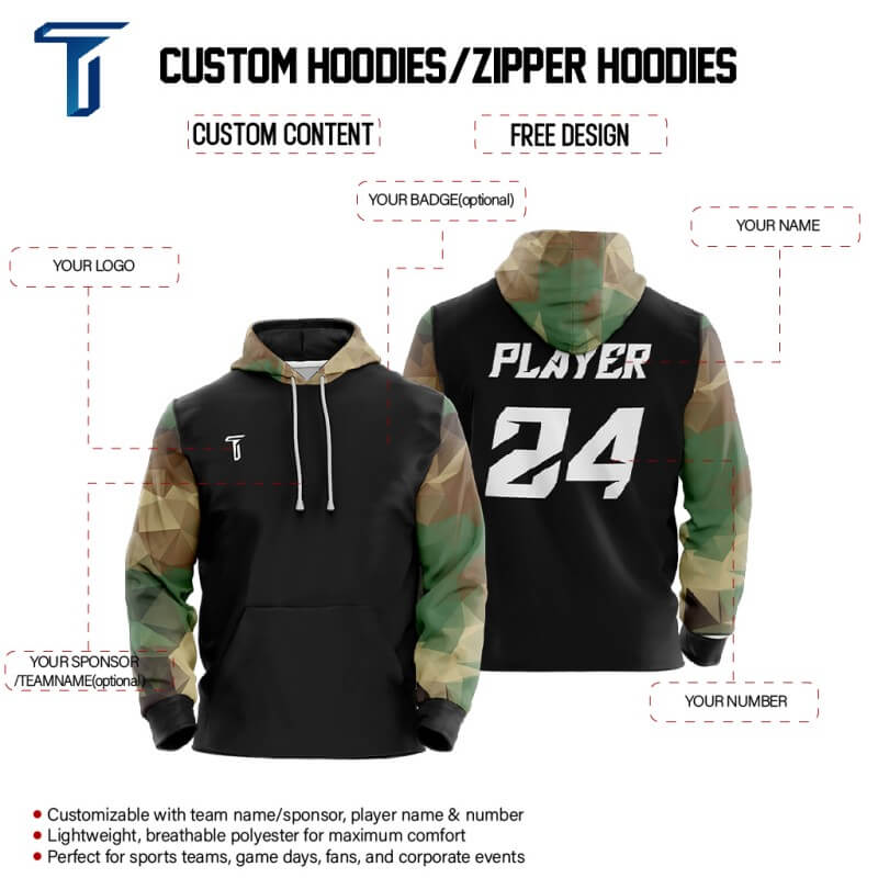 Custom Army Loose-Fit Pullover Hoodie Sweatshirt