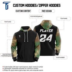 Custom Army Loose Fit Zipper Cardigan Hoodie Sweatshirt