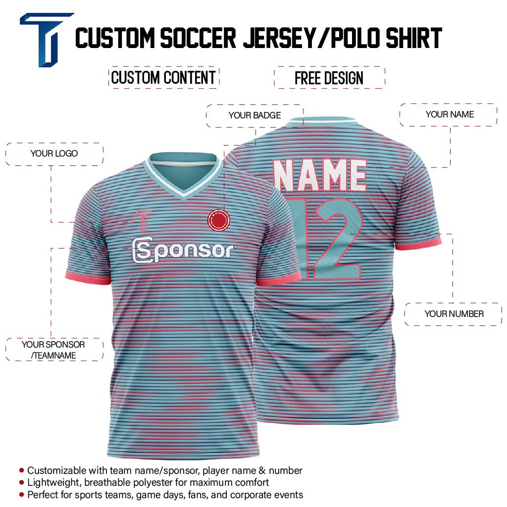 Custom Team Mystic Wave Adult Youth Soccer Jersey