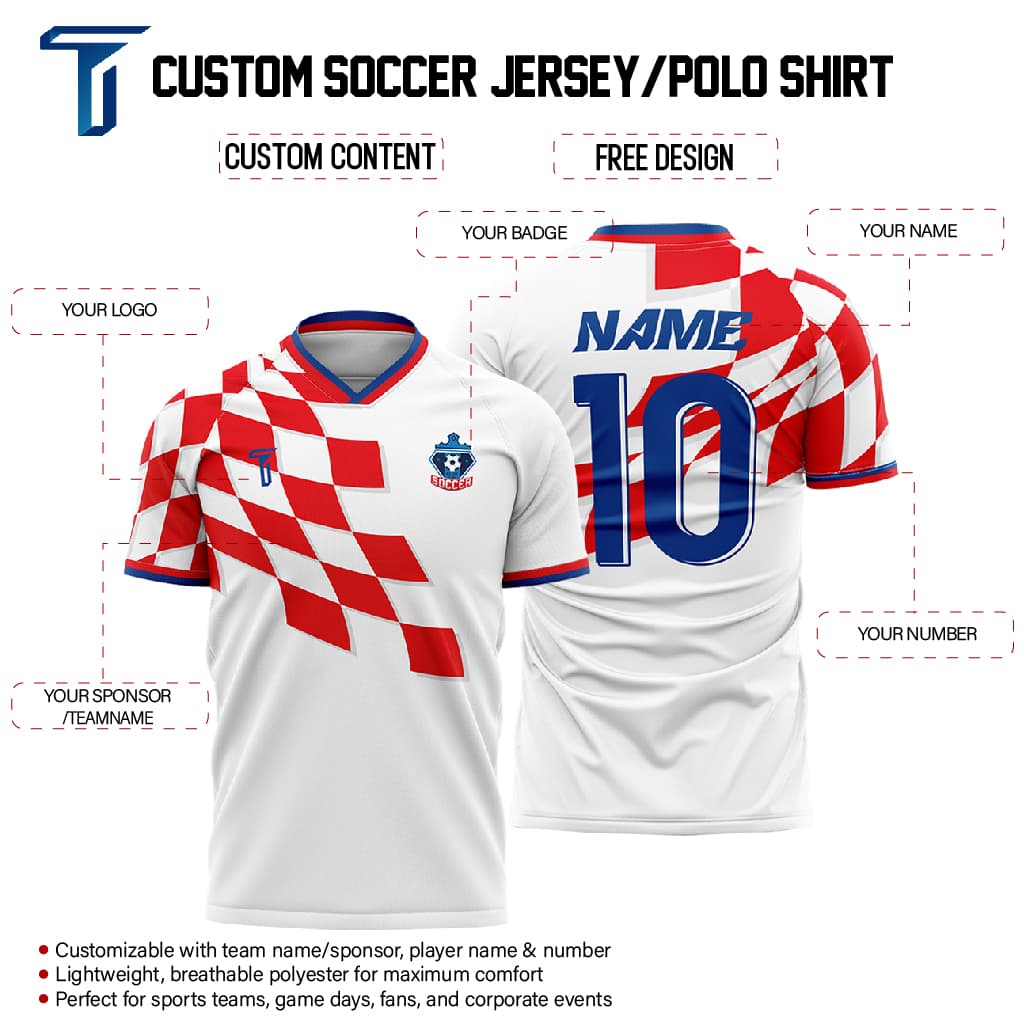 Checkered Custom Team Soccer Jersey