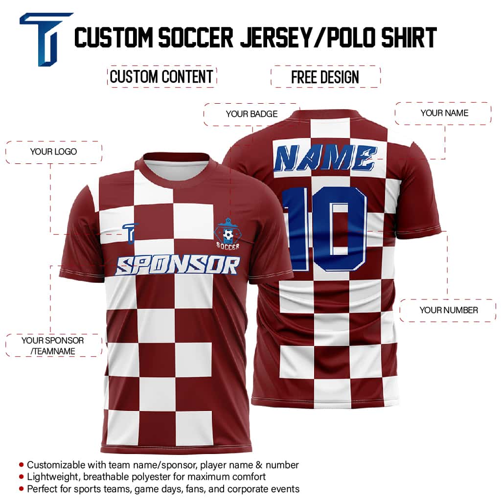 Checkerboard Split Custom Team Soccer Jersey