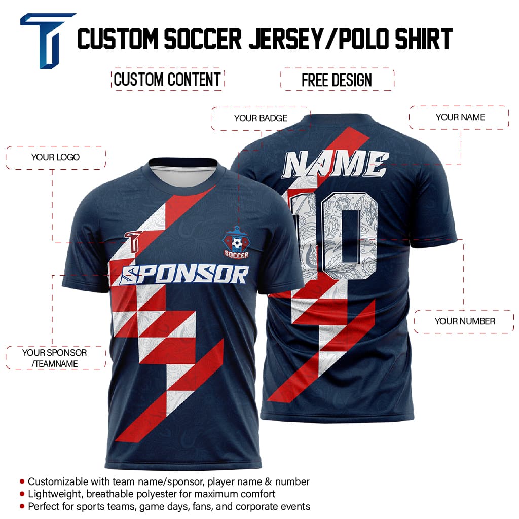 Checkered Blue Custom Team Soccer Jersey