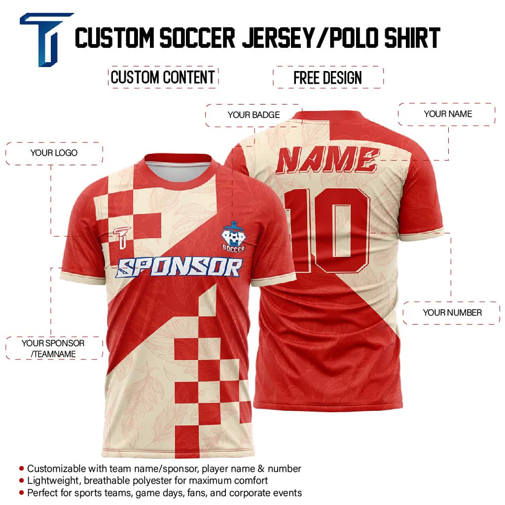 Checkered Leaves Custom Team Soccer Jersey