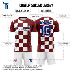 Checkerboard Split Custom Team Soccer Jersey Uniform Set