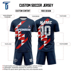 Checkered Blue Custom Team Soccer Jersey Uniform Set