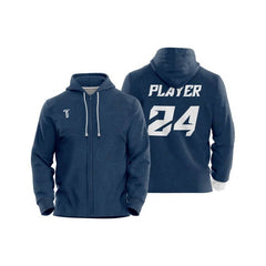 Custom Blue Leaves Loose Fit Zipper Cardigan Hoodie Sweatshirt