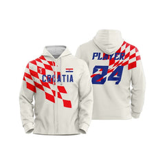 Custom Croatia Loose Fit Zipper Cardigan Hoodie Sweatshirt