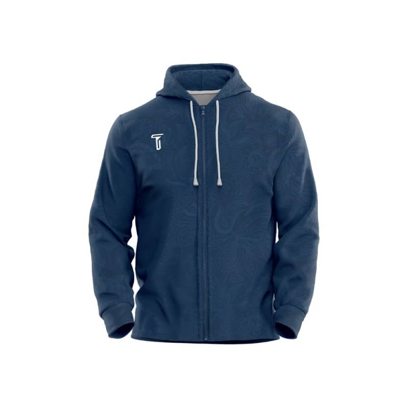 Custom Blue Leaves Loose Fit Zipper Cardigan Hoodie Sweatshirt