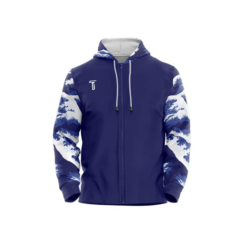 Custom Waves Loose Fit Zipper Cardigan Hoodie Sweatshirt
