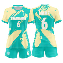 Custom Green Strokes Women's Volleyball Jersey Set