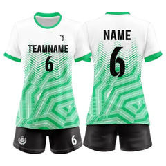 Custom Green Polyline Women's Volleyball Jersey Set
