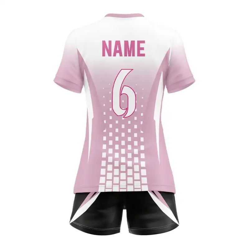 Custom Pink Dotted Women's Volleyball Jersey Set