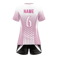 Custom Pink Dotted Women's Volleyball Jersey Set