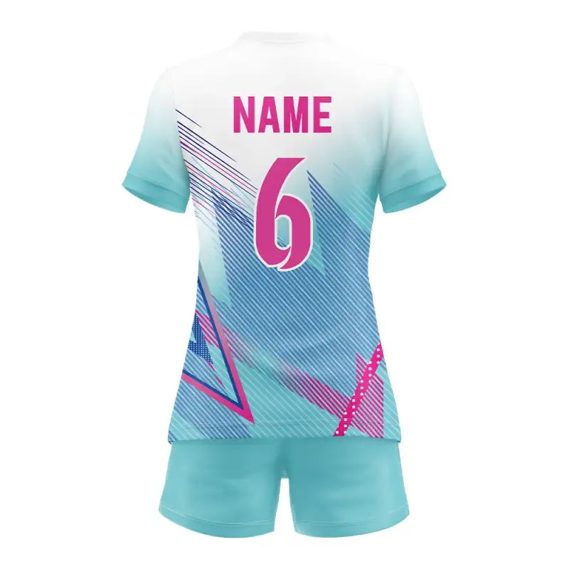 Custom Blue Gradient Stripes Women's Volleyball Jersey Set