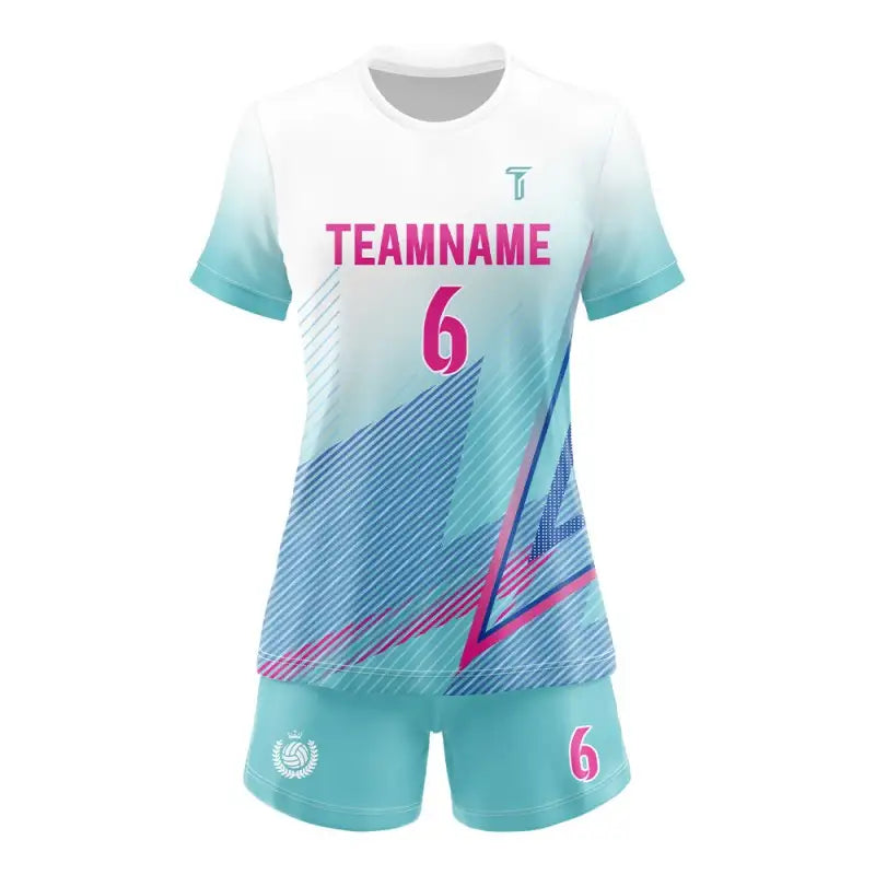 Custom Blue Gradient Stripes Women's Volleyball Jersey Set