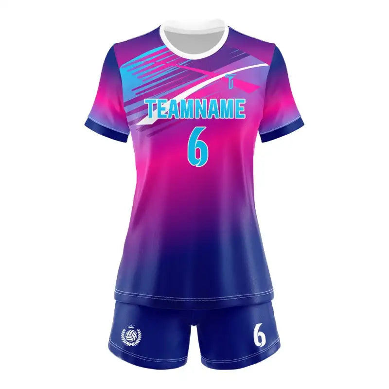 Custom Violet Gradient Women's Volleyball Jersey Set