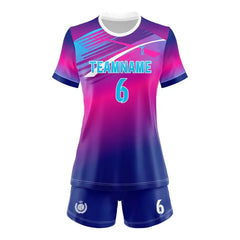 Custom Violet Gradient Women's Volleyball Jersey Set