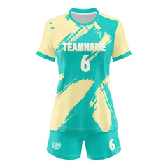 Custom Green Strokes Women's Volleyball Jersey Set