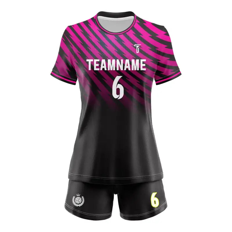 Custom Purple Black Gradient Women's Volleyball Jersey Set