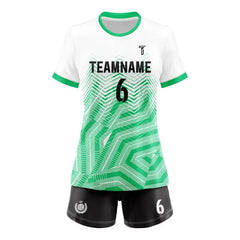 Custom Green Polyline Women's Volleyball Jersey Set